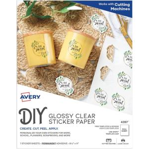 imageAvery Matte Clear Rectangle Sticker Sheets 85quot x 11quot 10 Matte Clear Labels LaserInkjet Printable LabelsGlossy Clear