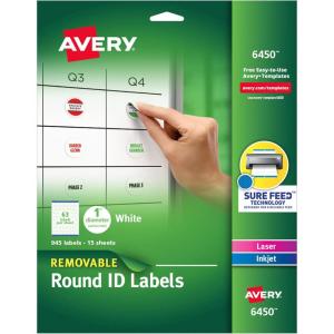 imageAvery Multiuse Removable 1quot Round Labels with Sure Feed 945 Small White Labels for Organization and Storage 64501 Pack