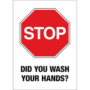 imageAvery Preprinted Wall Decals quotPrevent Germs from Spreadingquot Safety Signs 7quot x 10quot Tear and Water Resistant 5 Removable Wall Signs 83174Stop Wash Your Hands