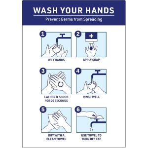imageAvery Preprinted Wall Decals quotPrevent Germs from Spreadingquot Safety Signs 7quot x 10quot Tear and Water Resistant 5 Removable Wall Signs 83174Wash Your Hands