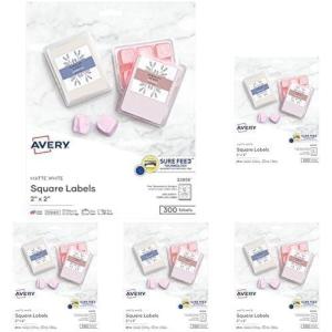 imageAvery Printable Blank Square Labels 2quot x 2quot Matte White 300 Customizable Labels 22806Matte White
