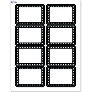imageAvery Printable Rectangle Adhesive Name Tags Double Black Border Design 213quot x 338quot Matte White Removable Name Tags LaserInkjet 80 Total Great for Name BadgesBlack  White Polka Dots