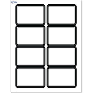 imageAvery Printable Rectangle Adhesive Name Tags Double Black Border Design 213quot x 338quot Matte White Removable Name Tags LaserInkjet 80 Total Great for Name BadgesDouble Black Border