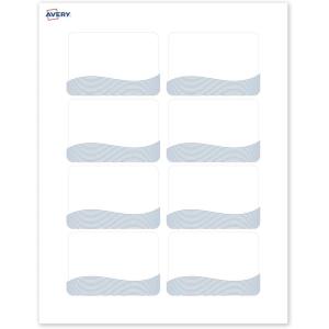 imageAvery Printable Rectangle Adhesive Name Tags Double Black Border Design 213quot x 338quot Matte White Removable Name Tags LaserInkjet 80 Total Great for Name BadgesBlue Waves