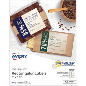 imageAvery Printable Rectangle Labels 3quot x 375quot Pearlized Ivory Laser ampamp Inkjet Compatible 48 Customizable Label Stickers Great for Product Branding Favors Thank You Stickers and More 2282348 labels