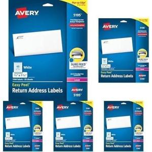 imageAvery Printable Return Address Labels with Sure Feed 23quot x 134quot White 1500 Blank Mailing Labels 0519523 in X 134 in Pack of 5