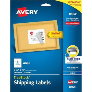 imageAvery Printable Shipping Labels with Sure Feed 313quot x 4quot White 150 Blank Mailing Labels 81641 pack