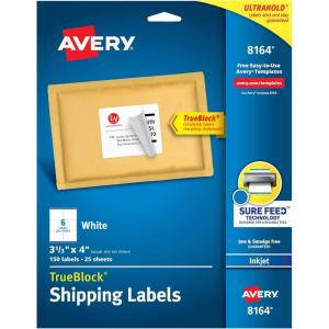 imageAvery Printable Shipping Labels with Sure Feed 313quot x 4quot White 150 Blank Mailing Labels 81645 pack