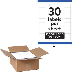imageAvery Waterproof Sticker Labels for Printer  1quot x 258quot Mailing Labels Ultrahold Permanent Adhesive Laser Printers 1500 Printable Avery Address Label Sheets 5520One Size