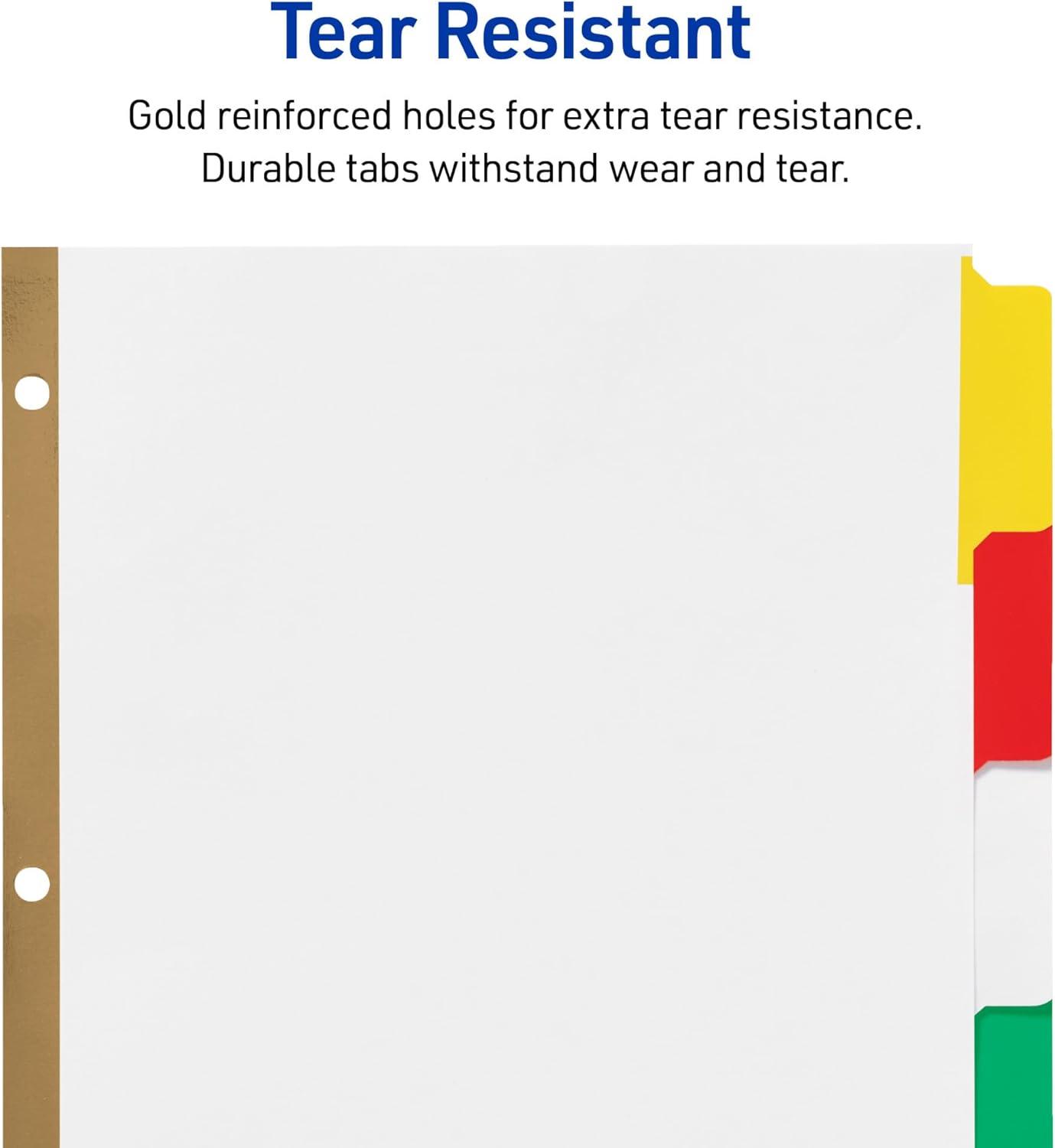 imageAvery Big Tab Write ampamp Erase Dividers for 3 Ring Binders 5Tab Set Multicolor Divider Tabs Great for Organizing Projects Reports Finances and More 6Pack of 230766 Sets