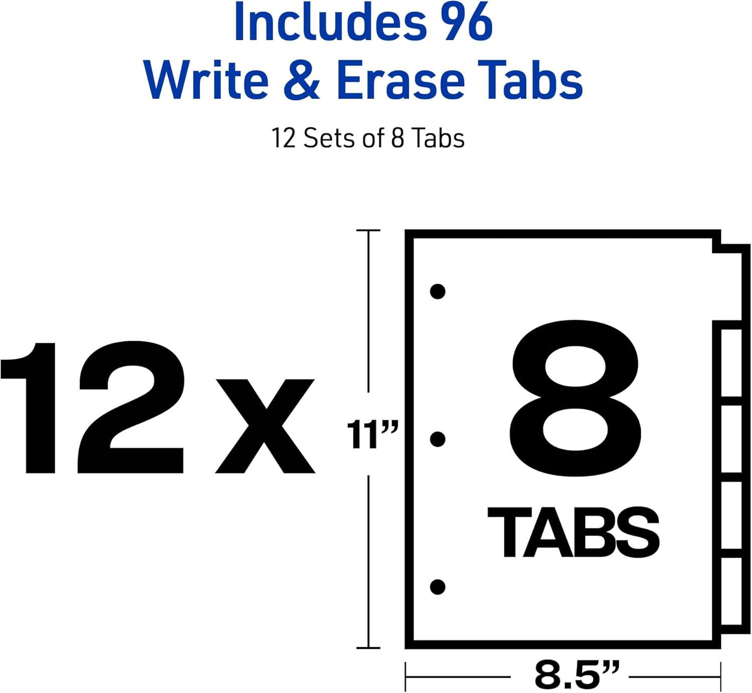 imageAvery Big Tab Write ampamp Erase Dividers for 3 Ring Binders 5Tab Set Multicolor Divider Tabs Great for Organizing Projects Reports Finances and More 6Pack of 2307612 Sets