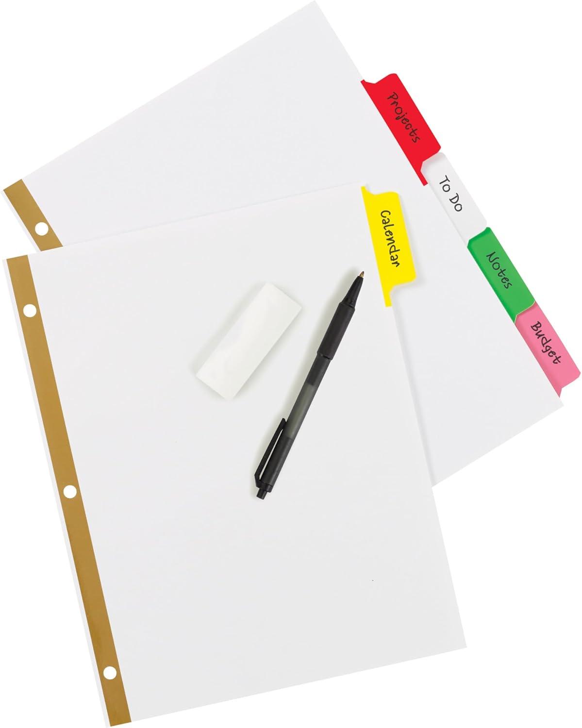 imageAvery Big Tab Write ampamp Erase Dividers for 3 Ring Binders 5Tab Set Multicolor Divider Tabs Great for Organizing Projects Reports Finances and More 6Pack of 230766 Sets