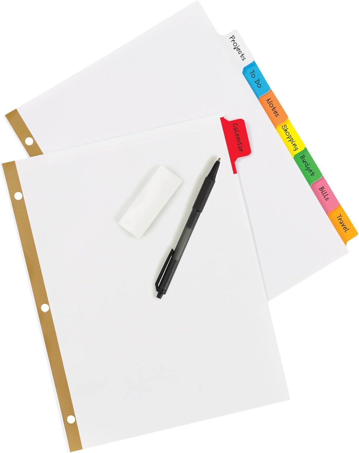 imageAvery Big Tab Write ampamp Erase Dividers for 3 Ring Binders 5Tab Set Multicolor Divider Tabs Great for Organizing Projects Reports Finances and More 6Pack of 2307612 Sets