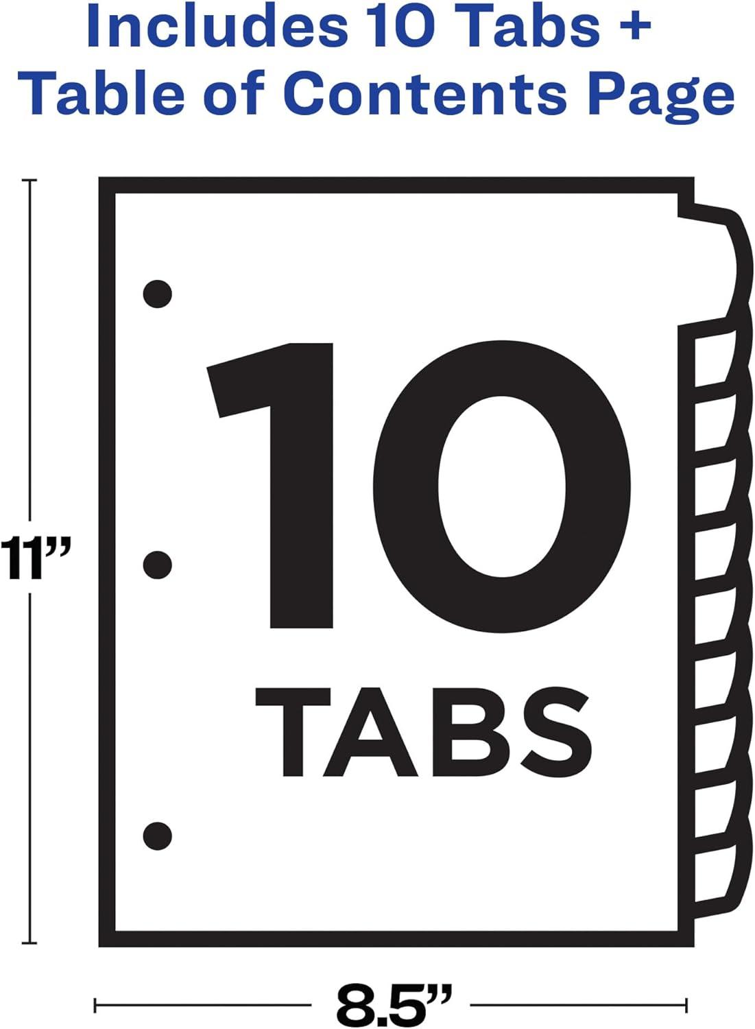 imageAvery Dividers for 3 Ring Binders 10 Tabs per Set Customizable Table of Contents Multicolor Arched Tabs Great for Organizing Reports Projects and More 11842Dividers Pack of 36
