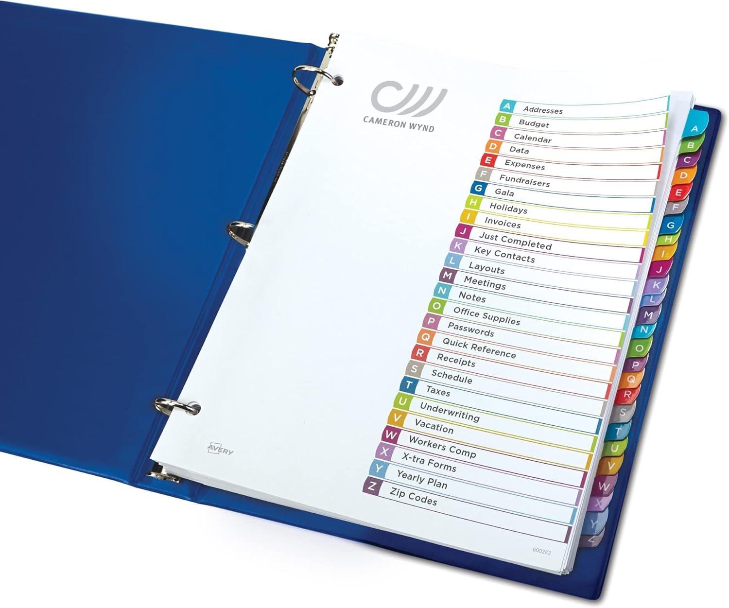imageAvery Dividers for 3 Ring Binders 12 Tabs per Set Customizable Table of Contents Multicolor Arched Tabs Great for Organizing Reports Projects and More 1184324 pack