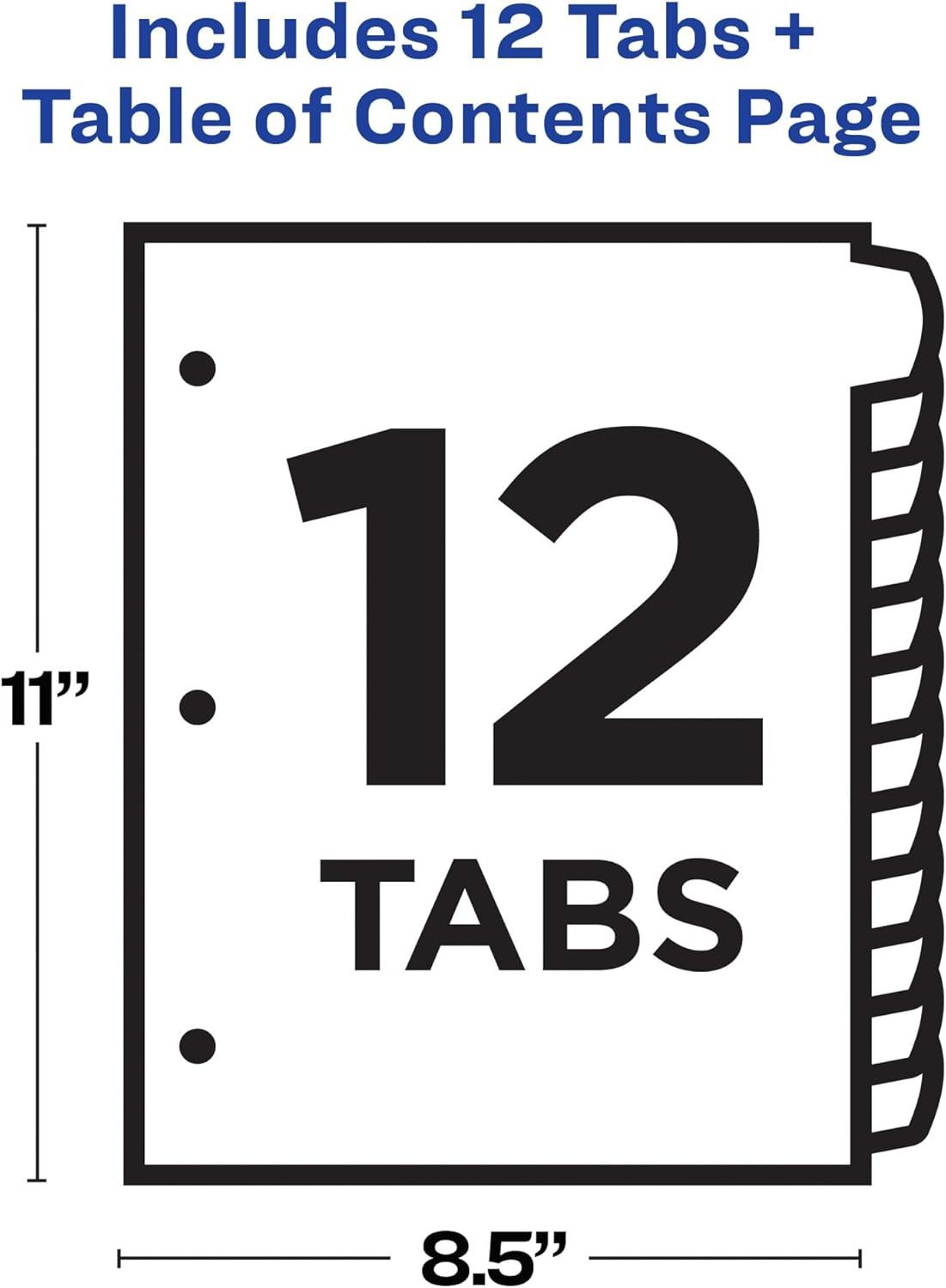 imageAvery Dividers for 3 Ring Binders 12 Tabs per Set Customizable Table of Contents Multicolor Arched Tabs Great for Organizing Reports Projects and More 1184324 pack