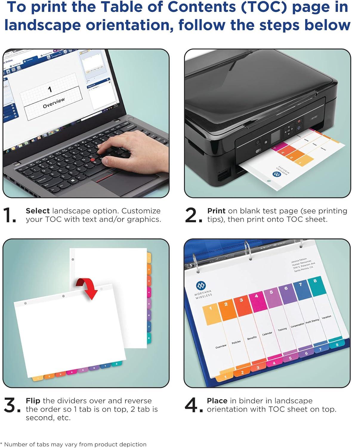 imageAvery JanDec Dividers for 3 Ring Binders 12 Tabs per Set Customizable Table of Contents Multicolor Tabs Great for Organizing Reports Projects and More 3 Sets of 44128Dividers