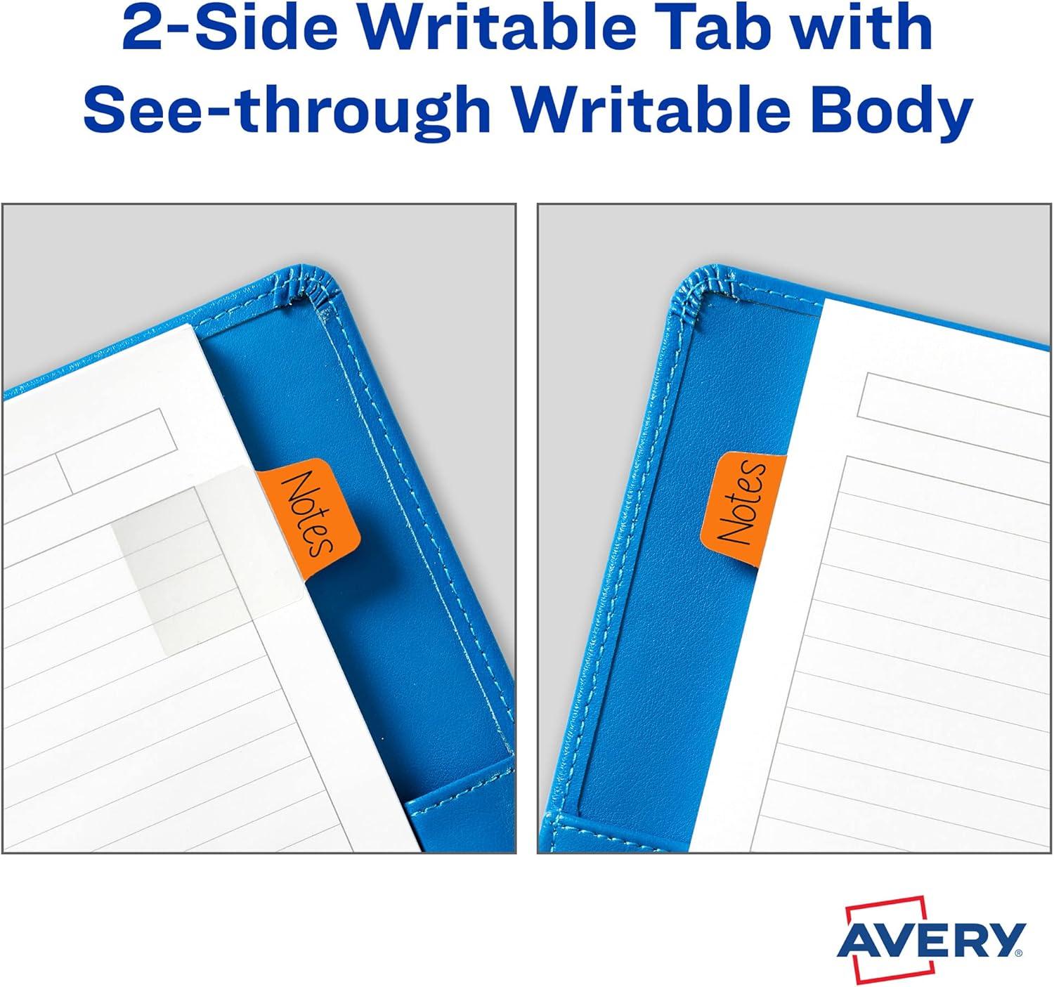 imageAvery Mini Ultra Tabs 1quot x 15quot 2Side Writable Assorted Primary Colors 80 Repositionable Tabs 74763Assorted Colors