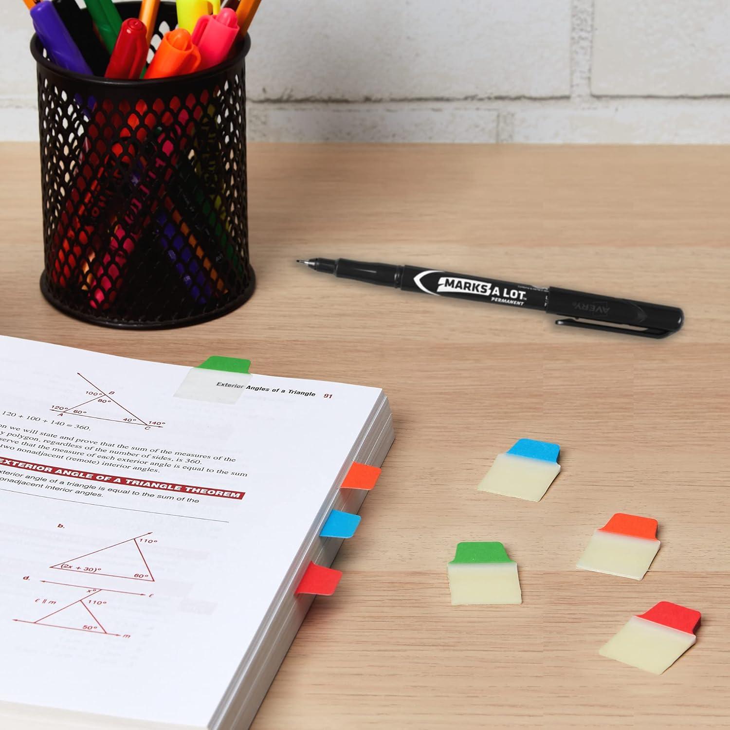 imageAvery Mini Ultra Tabs 1quot x 15quot 2Side Writable Assorted Primary Colors 80 Repositionable Tabs 74763Assorted Colors