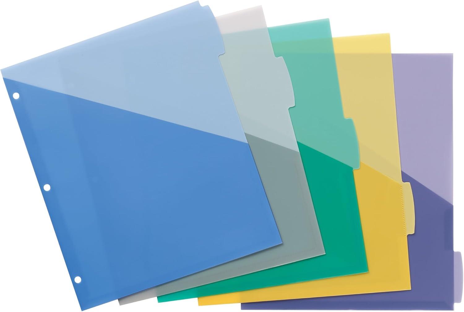 imageAvery Write ampamp Erase Pocket Plastic Dividers for 3 Ring Binders 5 Tab Set Works with Sheet Protectors Multicolor 1 Set 16176Multicolor