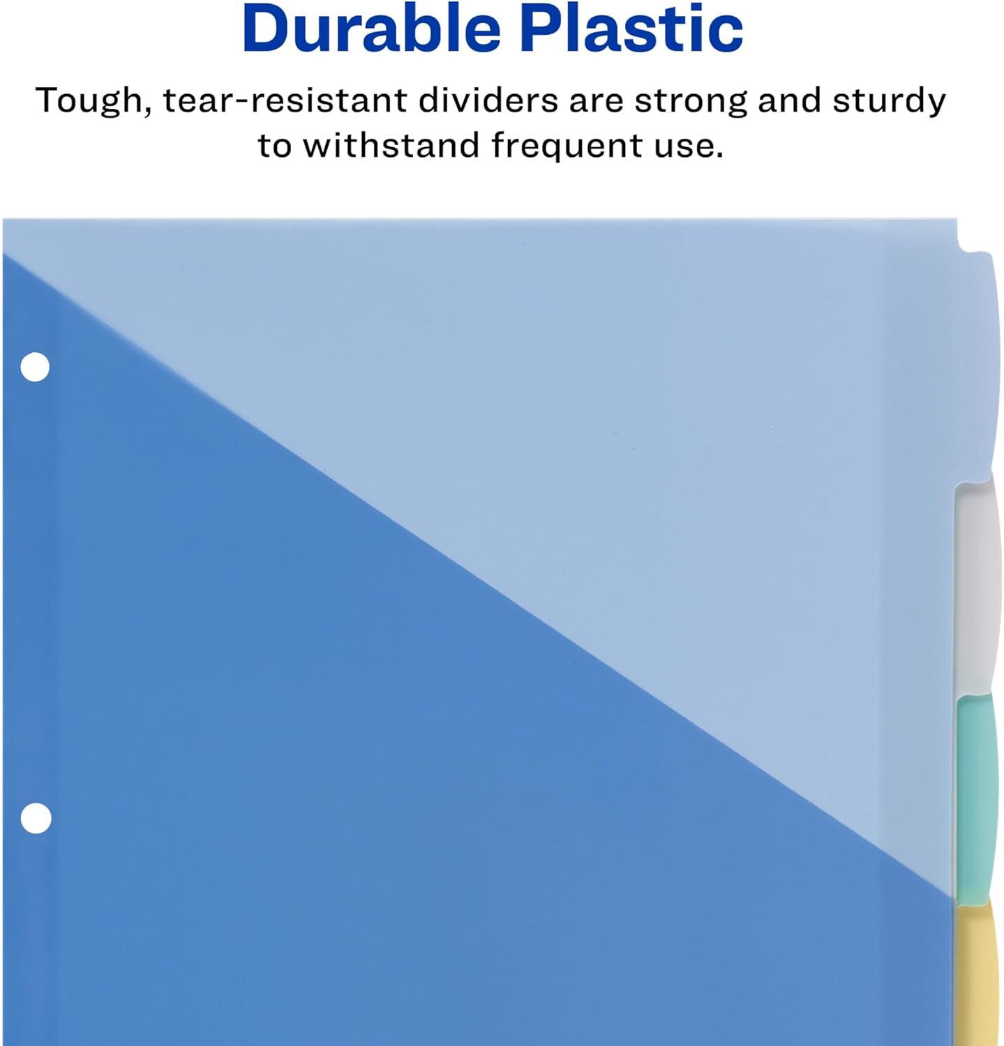 imageAvery Write ampamp Erase Pocket Plastic Dividers for 3 Ring Binders 5 Tab Set Works with Sheet Protectors Multicolor 1 Set 16176Multicolor