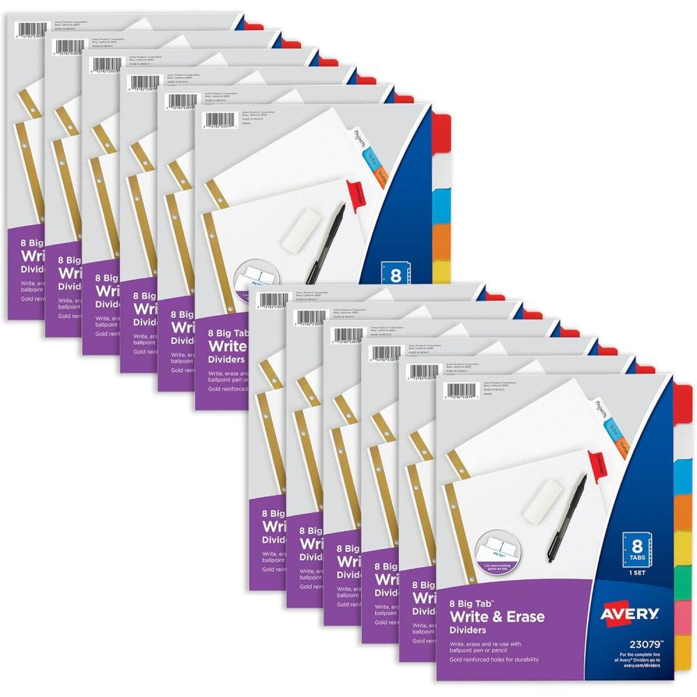 imageAvery Big Tab Write ampamp Erase Dividers for 3 Ring Binders 5Tab Set Multicolor Divider Tabs Great for Organizing Projects Reports Finances and More 6Pack of 2307612 Sets