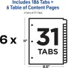 imageAvery 131 Dividers for 3 Ring Binders 31 Tabs per Set Customizable Table of Contents Classic White Tabs Great for Organizing Reports Projects and More 11128White