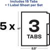 imageAvery 3Tab Unpunched Dividers for Use with Any Binding System Easy Print ampamp Apply Clear Label Strip Index Maker Customizable White Tabs 25 Sets 114425 Sets