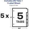 imageAvery 5 Tab Dividers for 3 Ring Binder Easy Print ampamp Apply Clear Label Strip Index Maker Customizable White Tabs 5 Sets 114365 sets