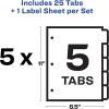 imageAvery 5 Tab Dividers for 3 Ring Binder Easy Print ampamp Apply Clear Label Strip Index Maker Customizable White Tabs 5 Sets 11436BinderDivider Set