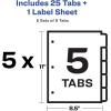 imageAvery 5 Tab Plastic Dividers for 3 Ring Binder Easy Print ampamp Apply Clear Label Strip Index Maker Customizable Multicolor Tabs 5 Sets 11452Multicolor