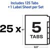 imageAvery 5 Tab Unpunched Dividers for Use with Any Binding System Easy Print ampamp Apply Clear Label Strip Index Maker Customizable White Tabs 25 Sets 1144325 Sets