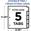 imageAvery 5Tab Extra Wide Binder Dividers Easy Print ampamp Apply Clear Label Strip Index MakerWhite 5 Sets 114401set