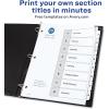 imageAvery 8 Tab Dividers for 3 Ring Binders Customizable Table of Contents Classic White Tabs 6 Sets 118228 Tab Pack of 10