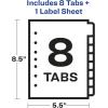 imageAvery 8Tab Mini Binder Dividers 55quot x 85quot Easy Print ampamp Apply Clear Label Strip White Tabs 1 Set 114271set
