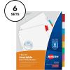imageAvery Big Tab ExtraWide Insertable Clear Tab Dividers for 3 Ring Binders 8Tab Set White 6 Sets 11254Multicolor