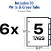 imageAvery Big Tab Write ampamp Erase Dividers for 3 Ring Binders 5Tab Set Multicolor Divider Tabs Great for Organizing Projects Reports Finances and More 6Pack of 230766 Sets