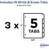 imageAvery Big Tab Write ampamp Erase Durable Plastic Dividers 8Tab Set Multicolor Brights 3 Sets 212105 tab