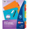 imageAvery Big Tab Write ampamp Erase Durable Plastic Dividers 8Tab Set Multicolor Brights 3 Sets 212108 tab