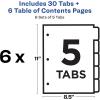 imageAvery Dividers for 3 Ring Binders 5 Tabs per Set Customizable Table of Contents Classic White Tabs Great for Organizing Reports Projects and More 6 Sets of 11821One Size Pack of 12