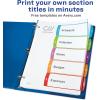 imageAvery Dividers for 3 Ring Binders 5 Tabs per Set Customizable Table of Contents Multicolor Arched Tabs Great for Organizing Reports Projects and More 11840