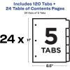 imageAvery Dividers for 3 Ring Binders 5 Tabs per Set Customizable Table of Contents Multicolor Tabs Great for Organizing HighVolume Reports Projects and More 24 Sets of 111675 tabs