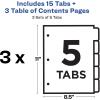 imageAvery Dividers for 3 Ring Binders 5 Tabs per Set Customizable Table of Contents Multicolor Tabs Great for Organizing HighVolume Reports Projects and More 24 Sets of 111675 tabs