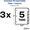 imageAvery Dividers for 3 Ring Binders 5Tab Plastic Binder Dividers Insertable Big Tabs Multicolor 3 Sets of 119005 Tab