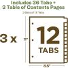 imageAvery EcoFriendly Recycled Dividers for 3 Ring Binders 12 Tabs per Set Customizable Table of Contents Multicolor Tabs Great for Organizing Reports Projects and More 3 Sets of 110833 Sets