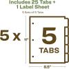imageAvery EcoFriendly Recycled Dividers for 3 Ring Binders 12Tab White Tabs Index Maker Print and Apply Clear Label Strip 5 Sets for 60 Binder Dividers Total 11582Letter