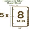 imageAvery EcoFriendly Recycled Dividers for 3 Ring Binders 12Tab White Tabs Index Maker Print and Apply Clear Label Strip 5 Sets for 60 Binder Dividers Total 11582One Size