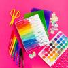imageAvery Mini Binders 55quot x 85quot 1 Inch Round Rings Watercolor Rainbow Durable Ring Binder Label Holder 18713Rainbow