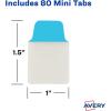 imageAvery Mini Ultra Tabs 1quot x 15quot 2Side Writable Assorted Primary Colors 80 Repositionable Tabs 74763Assorted Colors