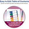 imageAvery Plastic 8 Tab Binder Dividers Customizable Table of Contents Multicolor Tabs 1 Set 11817